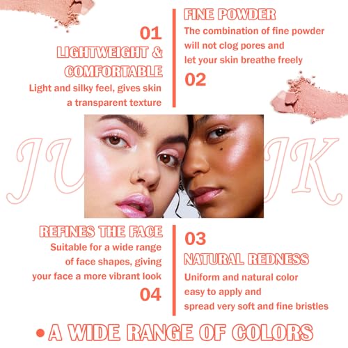 6-Color Blush & Contour Palette with Highlighter and Brush