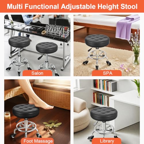Adjustable Height Roller Stool with Wheels for Garage