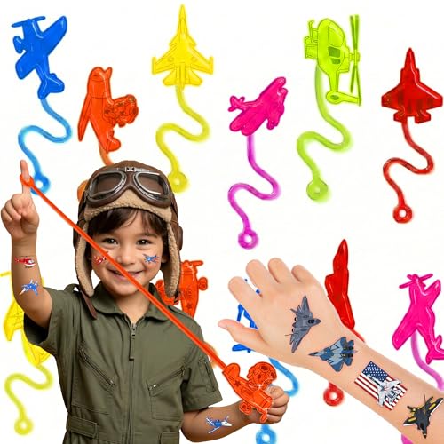 48 Airplane Party Favors - Stick Hands & Temporary Tattoos