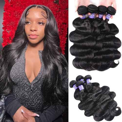 12A Human Hair Bundles 22 24 26 28 Inch Body Wave Bundles Human Hair Extensions 400g Unprocessed Brazilian Virgin Body Wave 4 Pieces Deals Brazilian Quick Weave Natural Black Wavy Extensions