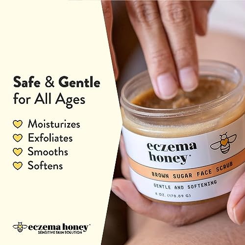 ECZEMA HONEY Brown Sugar Face & Body Scrub - Bath Scrub for Dry Skin - Natural & Gentle Face Scrub Soothes Eczema - Body Care Products for Women & Men - Sensitive Skin Exfoliating Body Scrub (6 Oz)
