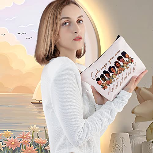 LEVLO Black American Cosmetic Make up Bag African Inspired Gift God Says You are Unique Special Lovely Chosen Forgiven Makeup Zipper Pouch Bag Black Live Matter Gift (God Says You)