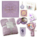 Purple Spa Gift Set for Women - Blanket, Candle, Tumbler & More