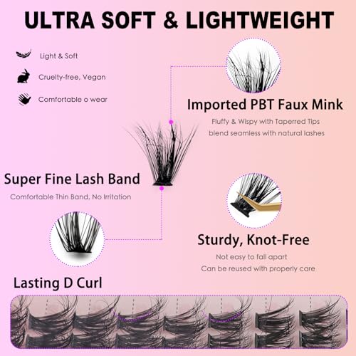 Fluff Lash Clusters 9-13mm 40D 60D 80D DIY Eyelash Extensions