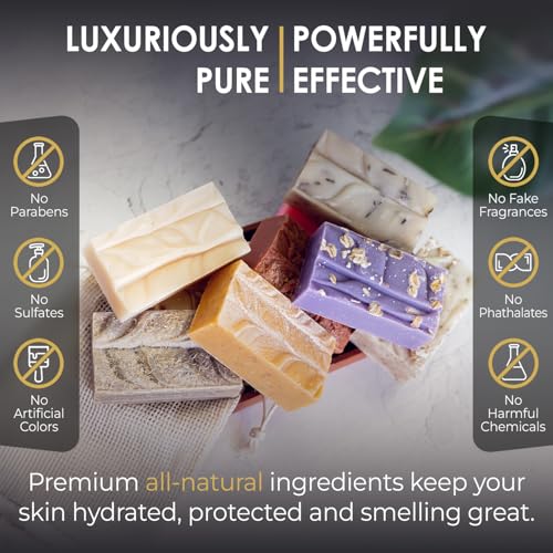 Blue Moon Elise All Natural Lavender Soap Bars, Scented with Premium Essential Oils, Handmade in the USA, Moisturizing and Therapeutic for Face/Body, For Sensitive Skin, For Men and Women (5 Pack)