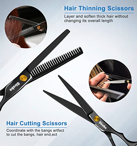 Sirabe 10 PCS Professional Hair Cutting Scissors Set with Thinning Shears