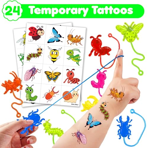 48-Piece Bug Party Favors - Sticky Hands & Tattoos