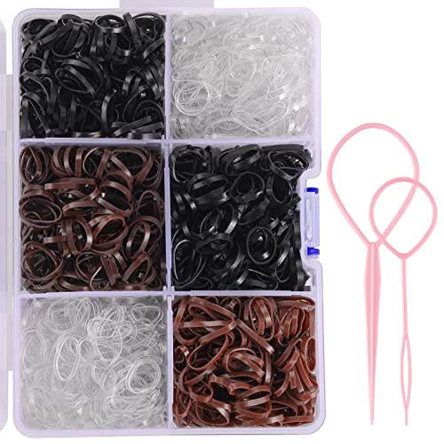Funtopia Mini Hair Ties 2500Pcs Soft Rubber Bands with Organizer Box