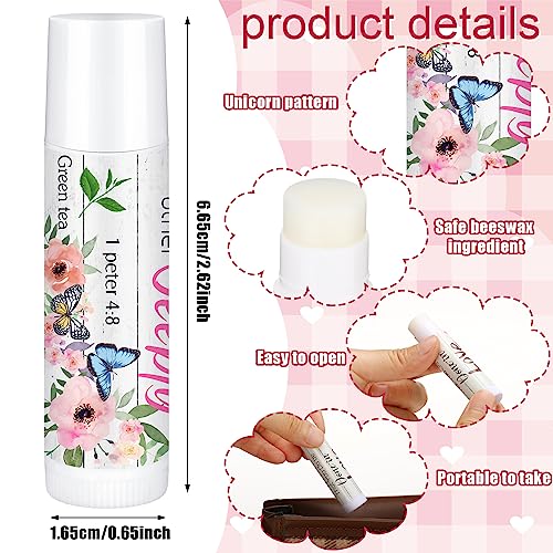 50 Pcs Christian Lip Balm Bulk Bible Verses Lip Balm Scripture Christian Gifts for Women Faith Religious Church Party Favor Inspirational Gift for Mother Teacher Nurse Employee Coworker (Wildflower)