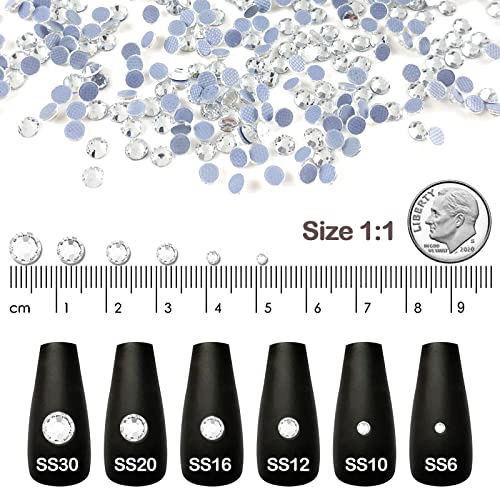 Bulk Wholesale 14400 Pcs Crystal Hotfix Rhinestones,FlatBack Glass Hot Fix Diamond for DIY Clothes Shoes Crafts Supplies (Black, SS6)