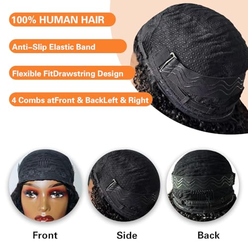 Kinky Curly Half Wig Human Hair 12" Glueless 200 Density