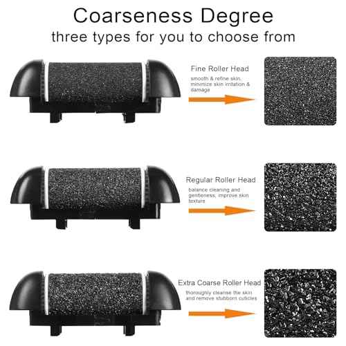 6pcs Replacement Roller Refill Heads for Electric Callus Remover,Feet Pedicure Kit Refill Rollers, 2 Extra Coarse, 2 Regular Coarse, 2 Fine Coarse Refill Rollers (Black)