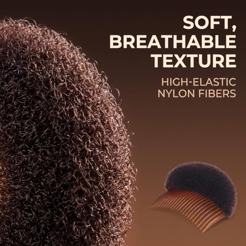 Brown Hair Bun Maker Kit - 2pc Sponge Foam Inserts with Clips for Braids & Updos