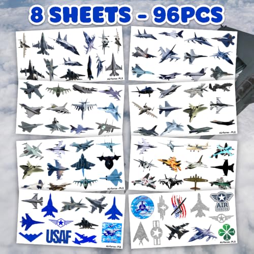 96 Military Airplane Temporary Tattoos for Kids