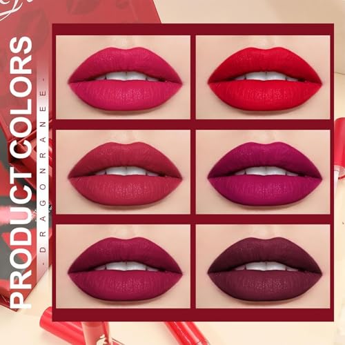 6-Piece Matte Red Liquid Lipstick Set - Waterproof & Long-Lasting