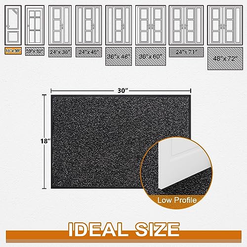 Mibao Dirt Trapper Door Mat for Indoor&Outdoor, 17" x 29.5", Anthracite Black, Washable Barrier Door Mat, Heavy Duty Non-Slip Entrance Rug Shoes Scraper, Super Absorbent Front Door Mat Carpet