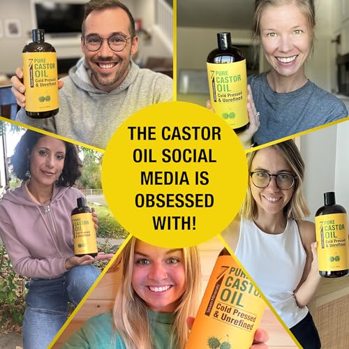 Seven Minerals Cold Pressed Castor Oil 32oz - Unrefined & Hexane Free for Hair, Skin & Wellness