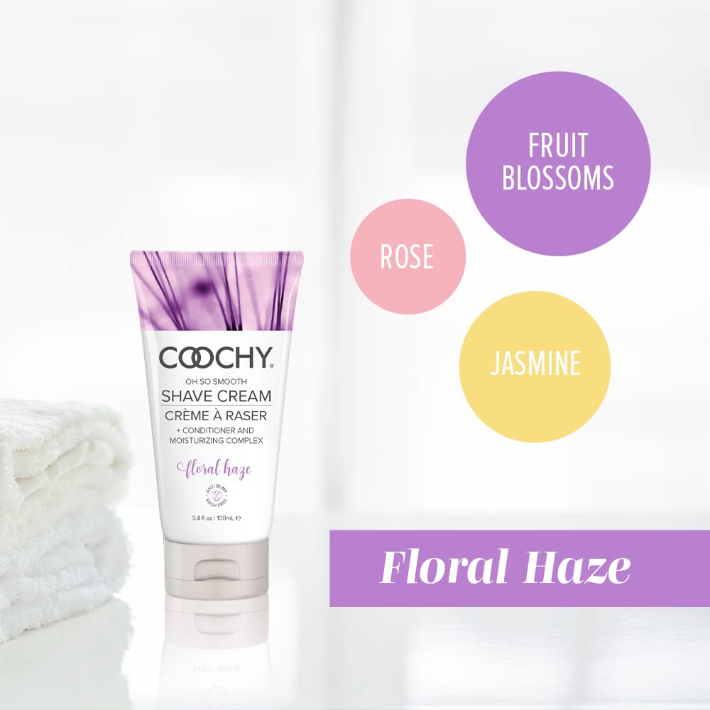 Coochy Intimate Shaving Cream | Shave Conditioner & Moisturizer for Face & Body | Ideal for Sensitive Skin Care, Anti-Bump | Floral Haze, 3.4 oz