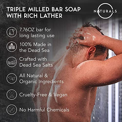 O Naturals Bar Soap for Men - 3-Pcs Mens Soap Bar - Natural Soap - Mens Soap - Body Men Soap Bars - Natural Soap for Men - Organic Men's Soap Bars - Exfoliating Bar Soap - African Black,Cedarwood,Mint