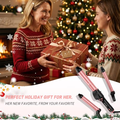 MESCOMB Blush Red Automatic Curling Iron 1 Inch with 3 Interchangeable Barrels