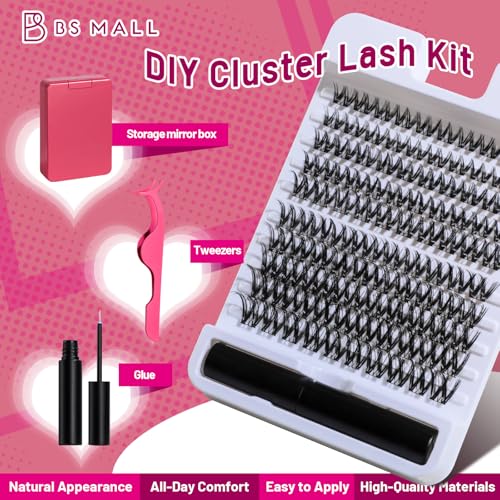 BS-MALL Lash Clusters Kit – Reusable Fake Eyelashes with 5X Mirror