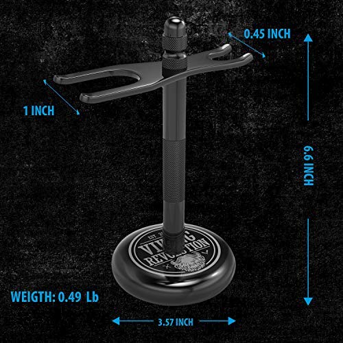 SHAVING REVOLUTION Long Handle Double Edge Safety Razor - Butterfly Open Razor with 10 Japanese Stainless Steel (Black)