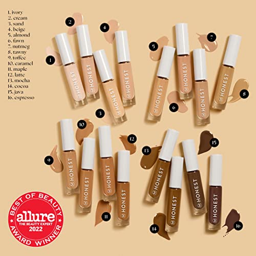 Honest Beauty Fresh Flex Concealer with Niacinamide + Vitamin E + Hyaluronic Acid | Vegan + Cruelty free | Sand, 0.17 fl oz