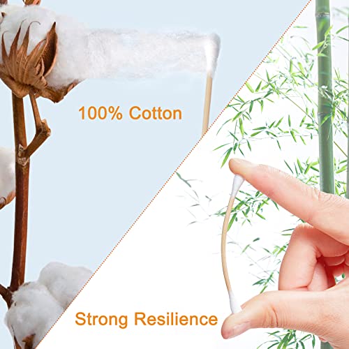Garrelett Bamboo Cotton Swabs 1000 Count with Storage Box - Soft Cotton Buds