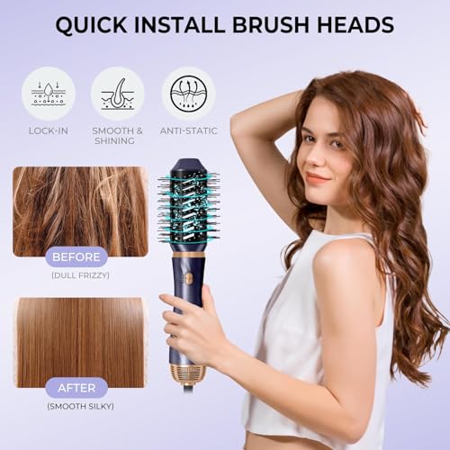 6-in-1 Hair Dryer Brush with Curling Iron & Negative Ion
