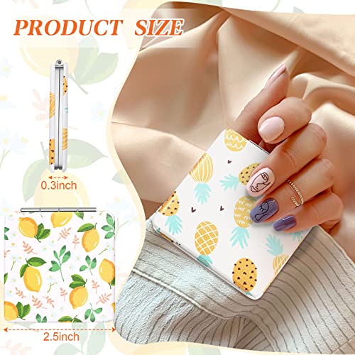 Vicenpal Compact Mirror Small Pocket Fruit Design Mini Magnifying Portable Makeup Compact PU Leather Double Sidepocket Mirror for Women Party Gift Baby Shower(Square Style)