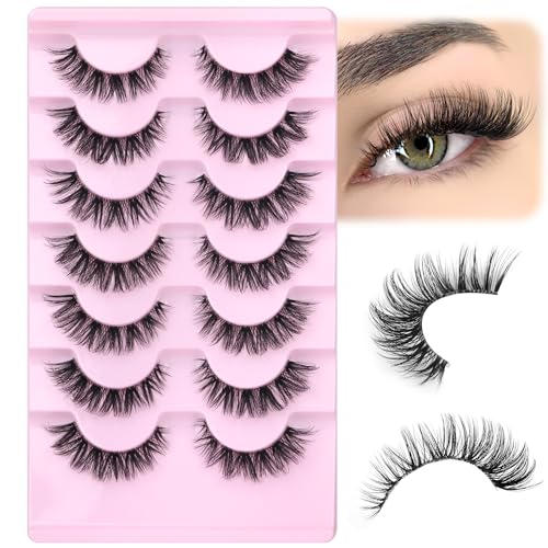 Wispy Cat Eye False Eyelashes 15mm Clear Band 7 Pairs