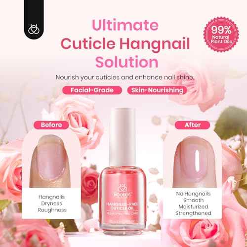 Beetles Cuticle Oil for Nail & Cuticle Care, 15ml Natural Rose Smell Oil with Vitamin E Nourish Condition Dry Stronger Nails SPA & Hand Manicure DIY Salon Needs Gifts for Her Women