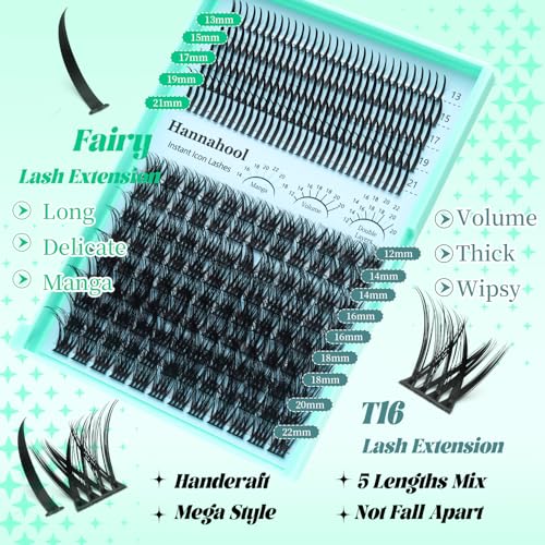 Hannahool Cluster Lashes Extensions 12-22mm Mixed Volume