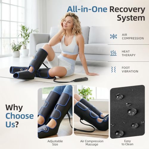 MEKZU Air Compression Leg Massager with Heat for Pain Relief