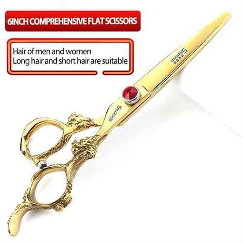 6 inch /7 inch salon professional salon scissors salon hairdresser hair cutting hairstyle pruning tools Japan 440c high hardness stainless steel golden (6 inch 2pcs)