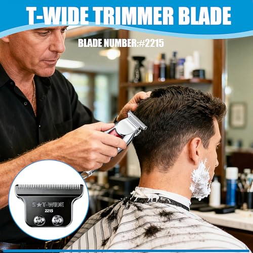 2215 Adjustable Zero-Gap T Blade Replacement for Wahl 5 Star Detailer Li Trimmer Models 8081/8171 (Black)