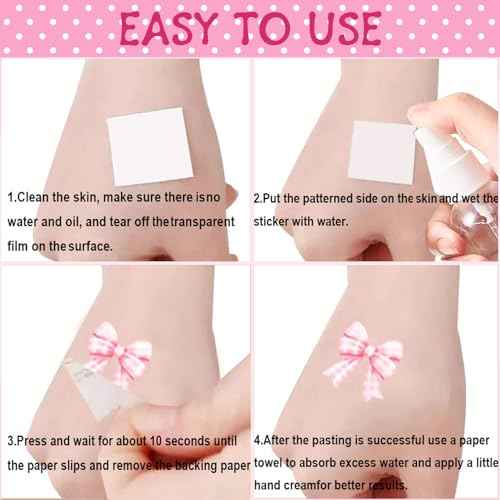 96 PCS Pink Coquette Bows Temporary Tattoos Stickers, Pink Bow Party Favors Coquette Bow Birthday Party Decorations Supplies for Adults Women, 16 Sheets