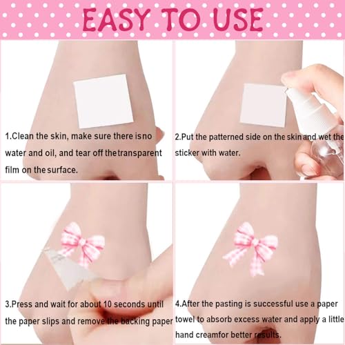 96 Pc Pink Coquette Bow Temporary Tattoos - Party Favors