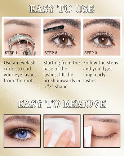 Lestpola Waterproof Mascara for Mature Women, Lengthening & Smudge-Proof