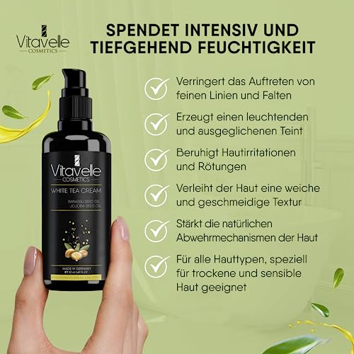 VITAVELLE White Tea Face Cream ? Lightweight Antioxidant Moisturizer for Sensitive & Delicate Skin (1.69 Fl Oz)
