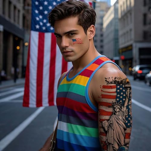 USA Flag Temporary Tattoos - 8 Sheet Patriotic Set, Waterproof