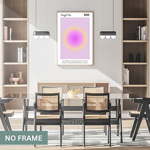 Gradient Aura Angel Numbers Poster Sets for Room Aesthetic Inspirational Quotes Wall Art Paintings Abstract Minimalist Room Wall Decor - 11x17in LAMINATED - No Frame (444, 555, 666 - Angel Numbers)