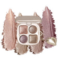 Rose Gold Metallic Eyeshadow Palette with Mirror – 4 Shimmer Shades