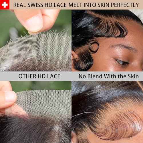 13x4 HD Lace Frontal Skinlike HD Body Wave Bleached Single Knots Ultra-thin Closure Virgin Human Hair 0.1 mm Pre Plucked Hairline Natural Black 16 Inch
