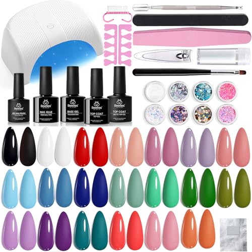 Beetles Gel Nail Polish Kit with U V Light and Tipex Instant Apex Nail Tips Kit