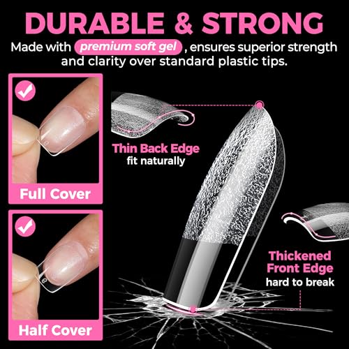 UNA GELLA Extra Short Squoval Gel Nail Tips 216pcs Pre-Shaped Matte Finish