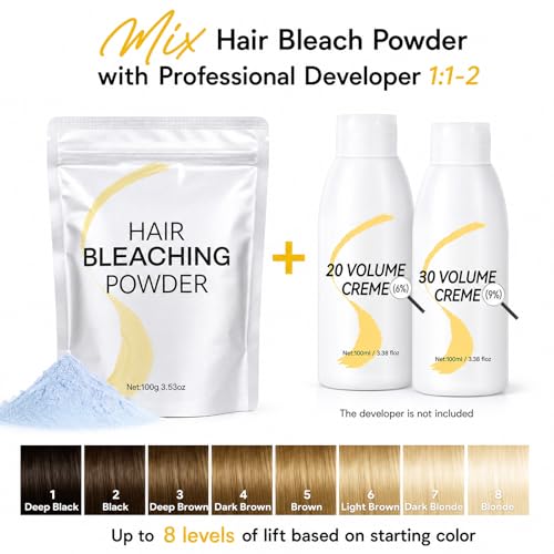 Hair Bleach Powder 100g - 8 Levels Lift for Highlights