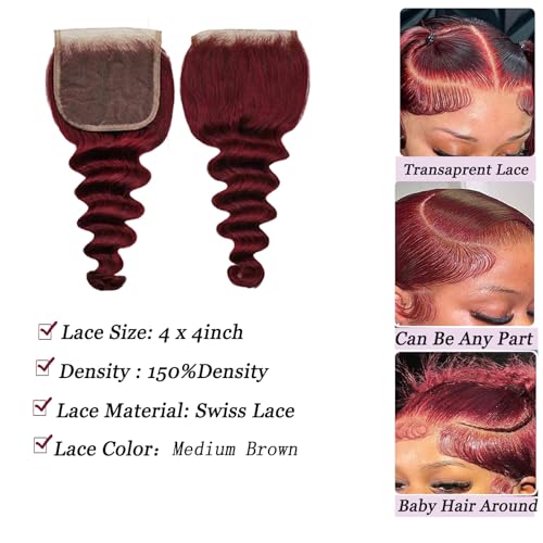 Loose Deep Wave Human Hair Bundles with Closure 20 22 24in