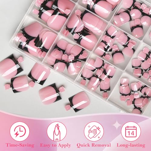 French Tip Press On Toenails - 150pcs Full Cover Fake Nails