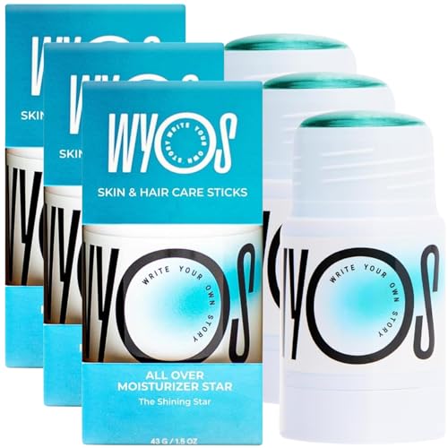 WYOS All Over Oil Stick 3 Pack, Face Body Oil Dew Hydration Shine Glow, Moisturizing Non-Greasy Formula, Travel Friendly, Leak Free, Highlighter Balm, Hair Stick, Vegan, Sulfate Free, Paraben Free